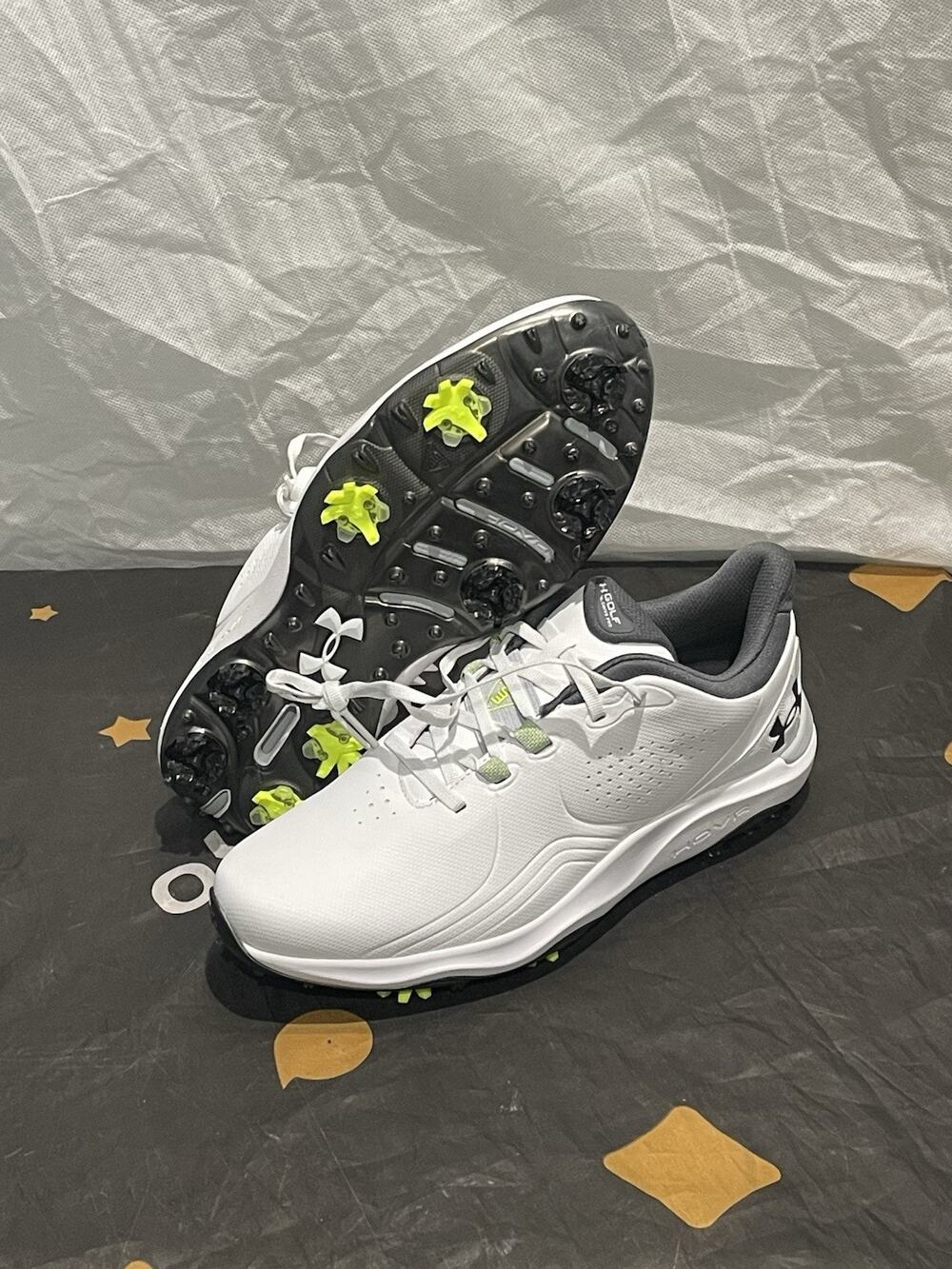 New Men’s 11.5 Under Armour Drive Pro Golf Shoes White/Metallic 3026918-100